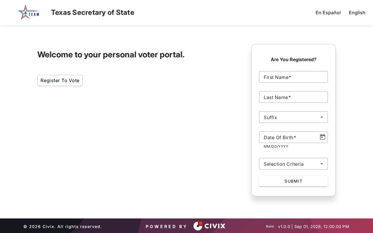 San Benito residents directory Texas voter lookup form