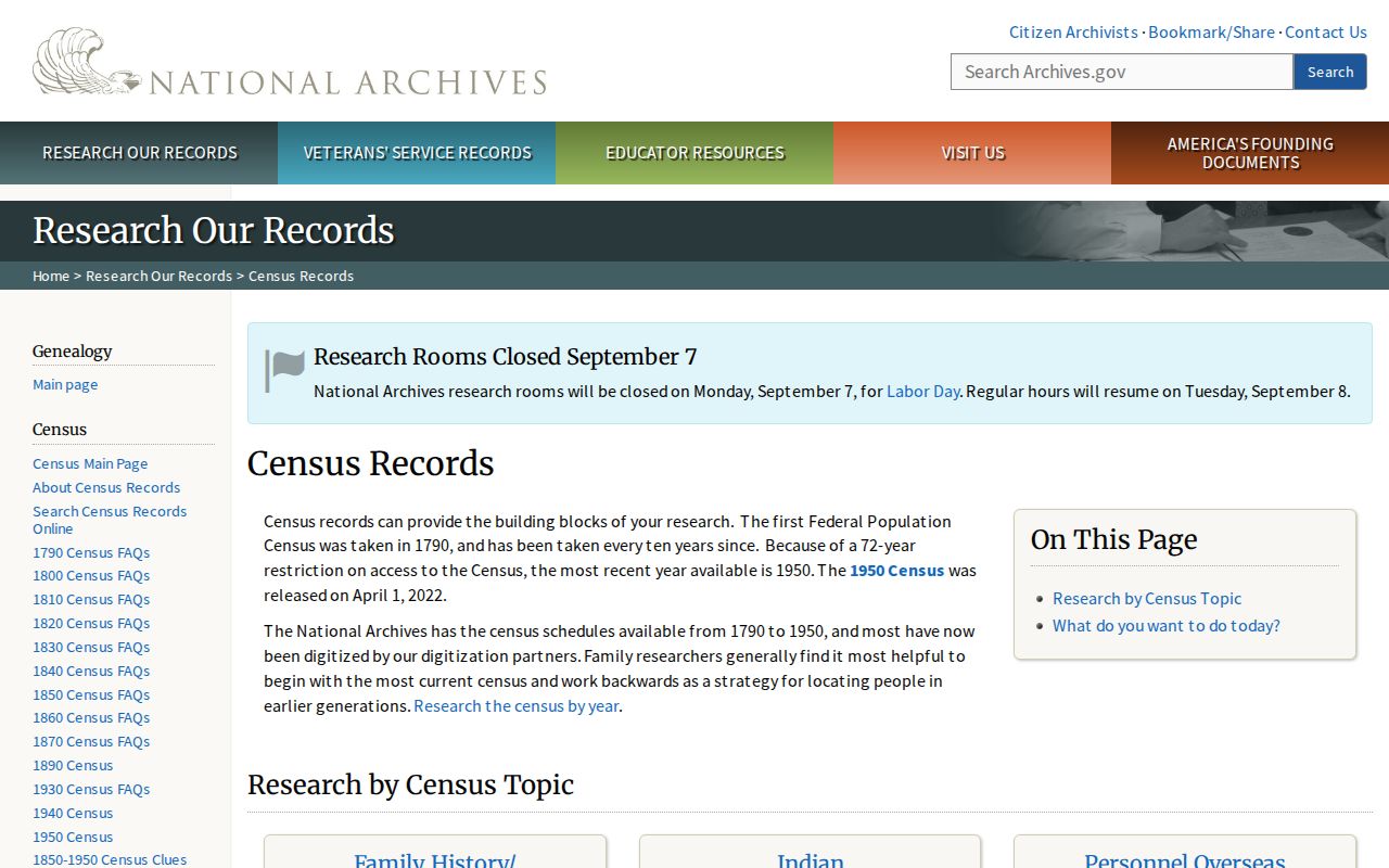 San Benito previous residents National Archives census research guidance