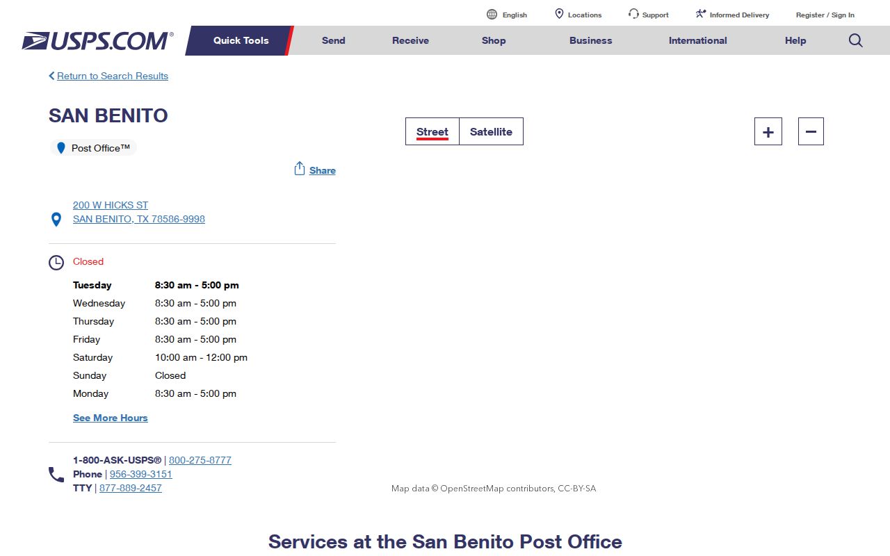 San Benito ZIP code directory USPS post office for 78586